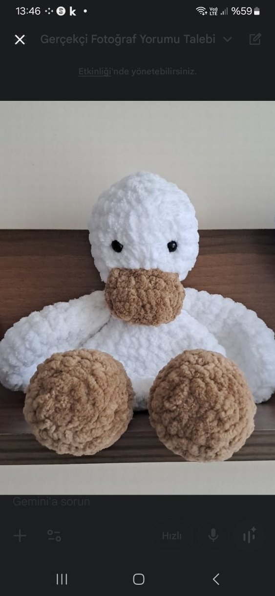 Beyaz ve kahverengi peluş ördek oyuncak - Görsel 3