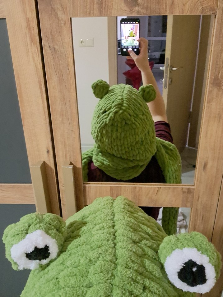 Örgü Kurbağa Desenli Polar Balaclava - Görsel 3