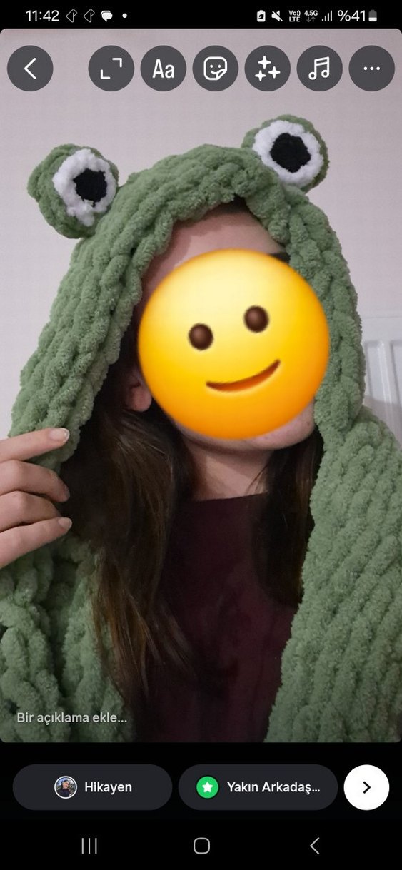 Örgü Kurbağa Desenli Polar Balaclava - Görsel 2