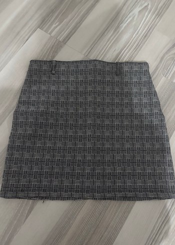 Gri Kareli Midi Kadın Mini Etek - Görsel 2