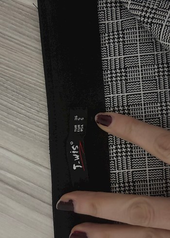 Gri Kareli Midi Kadın Mini Etek - Görsel 3