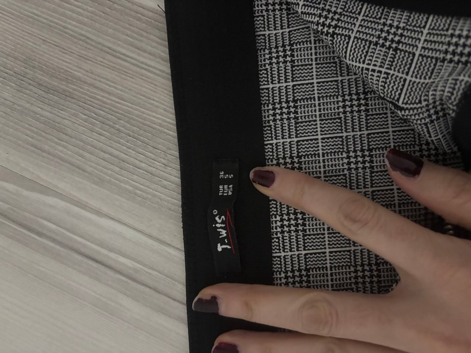 Gri Kareli Midi Kadın Mini Etek - Görsel 3