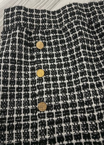 Only Düğmeli Siyah Ekose Mini Etek - Görsel 2