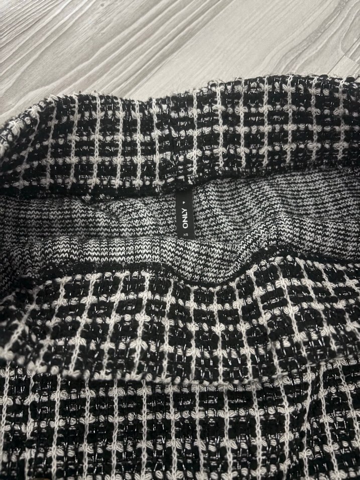 Only Düğmeli Siyah Ekose Mini Etek - Görsel 3