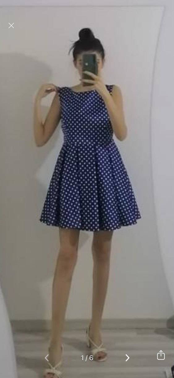 Puantiye Desenli Fırfırlı Kız Elbisesi - Görsel 5