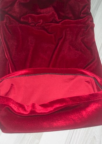 Bordo Drapeli V Yaka Midi Elbise - Görsel 4