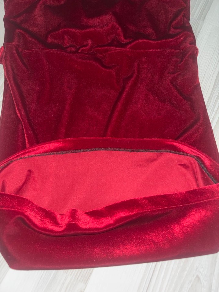 Bordo Drapeli V Yaka Midi Elbise - Görsel 4