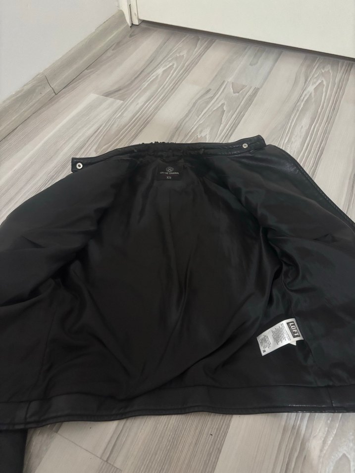 Siyah Kadın Deri Biker Ceket - Görsel 3