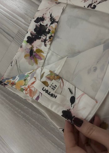 Çiçek Desenli Dantel Detaylı Bohem Midi Etek - Görsel 4