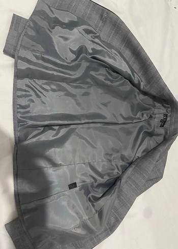 Kadın Gri Ekose Düğmeli Blazer Ceket - Görsel 5