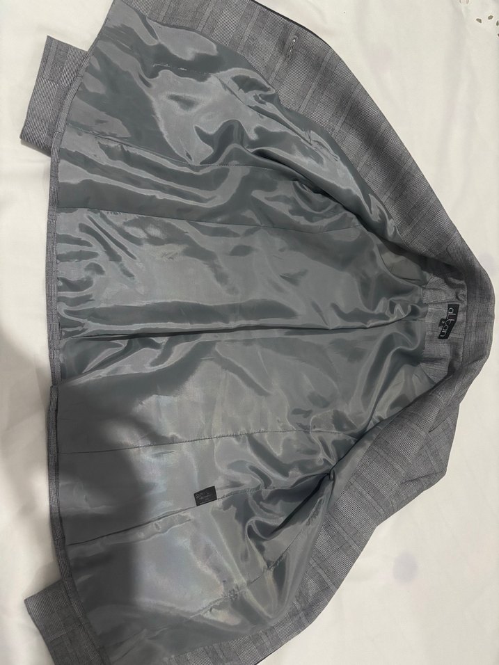 Kadın Gri Ekose Düğmeli Blazer Ceket - Görsel 5