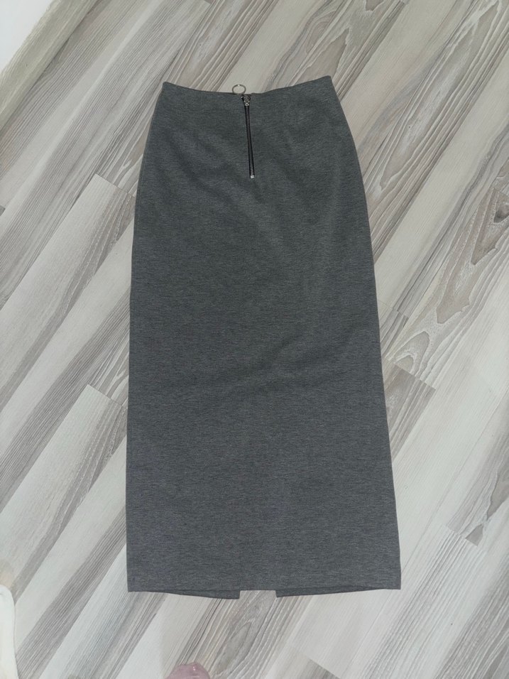 Gri Kadın Uzun Kalem Etek - Görsel 2