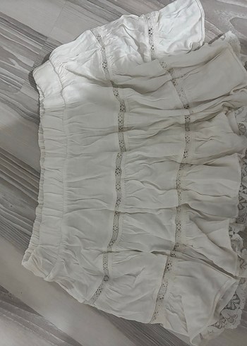 Dantel Detaylı Beyaz Mini Etek - Görsel 4