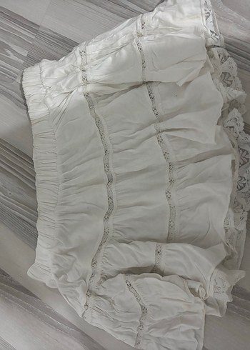 Dantel Detaylı Beyaz Mini Etek - Görsel 7