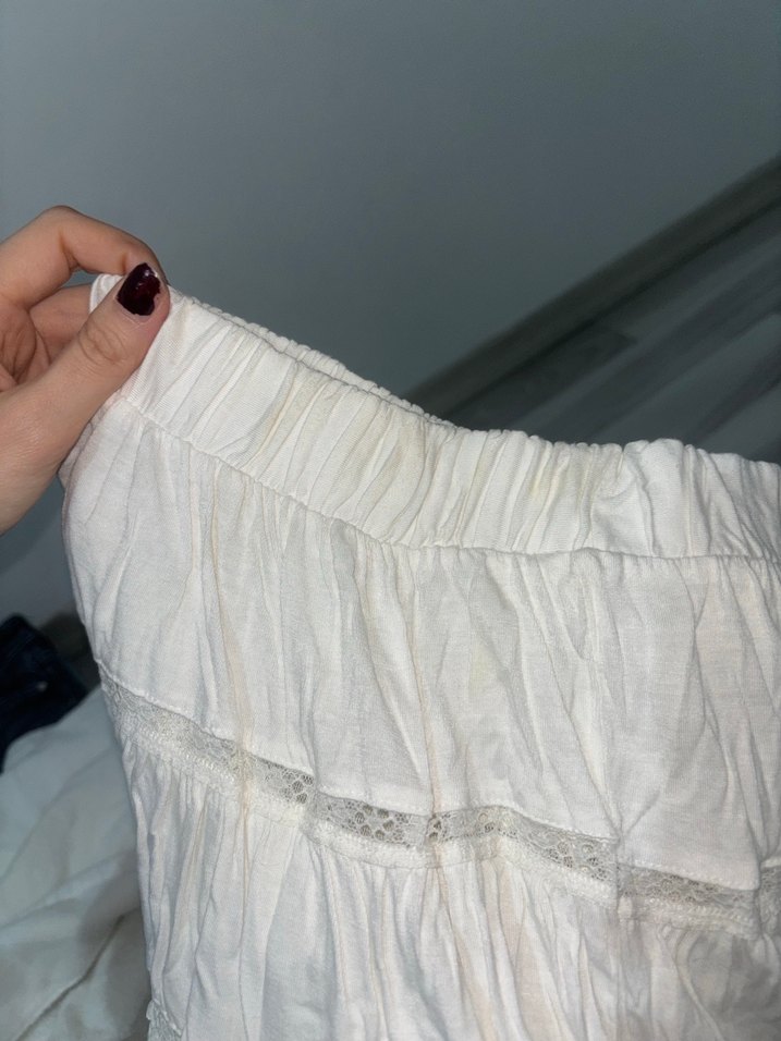 Dantel Detaylı Beyaz Mini Etek - Görsel 5