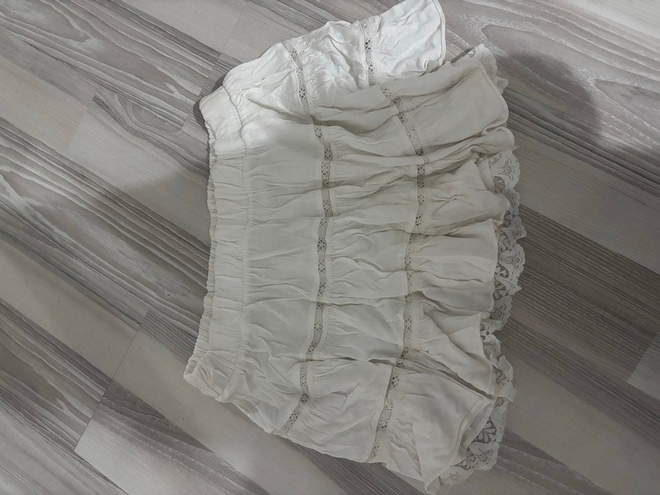 Dantel Detaylı Beyaz Mini Etek - Görsel 4