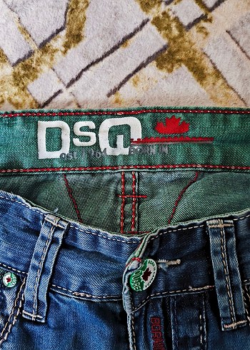 DSquared2 Koyu Yesil Nakisli Kemerli Erkek Kot Sort