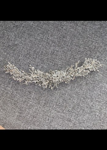 Gri Boncuklu Örgü Saç Aksesuarı - Görsel 2