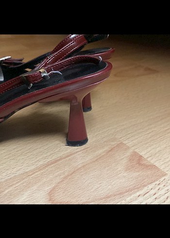 Kadın Bordo Deri Stiletto Tokalı Topuklu - Görsel 2