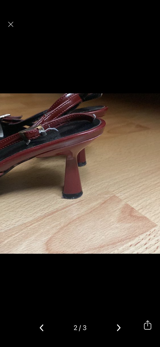 Kadın Bordo Deri Stiletto Tokalı Topuklu - Görsel 2