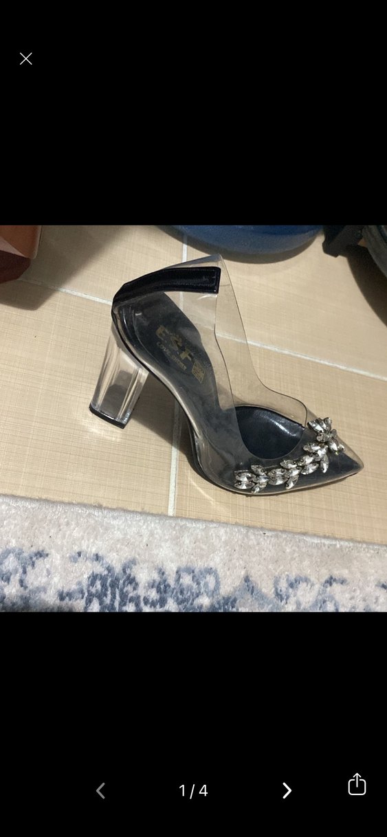 Siyah Taşlı Kadın Topuklu Ayakkabı - Görsel 2
