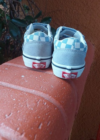 Mavi Kareli Cırtlı Orijinal Vans Çocuk Ayakkabı - Görsel 4