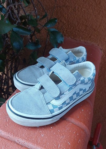 Mavi Kareli Cırtlı Orijinal Vans Çocuk Ayakkabı - Görsel 3