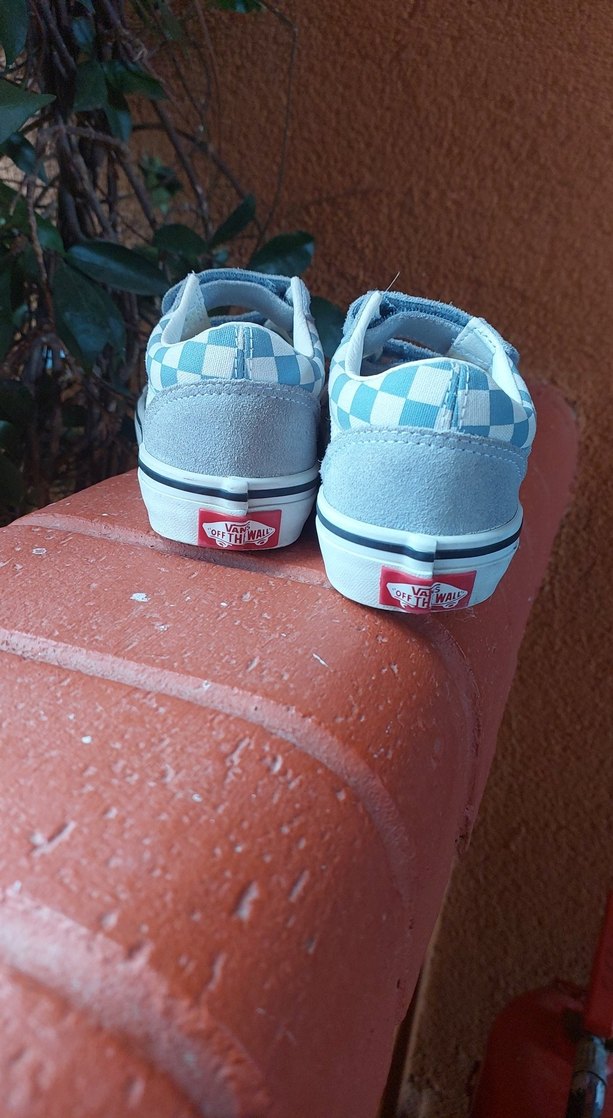 Mavi Kareli Cırtlı Orijinal Vans Çocuk Ayakkabı - Görsel 4