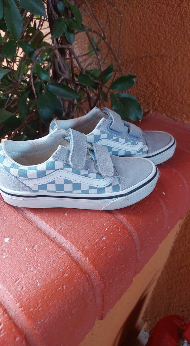 Mavi Kareli Cırtlı Orijinal Vans Çocuk Ayakkabı - Görsel 5