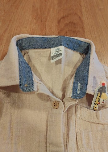Bej Erkek Çocuk Keten Uzun Kollu Gömlek - Görsel 2