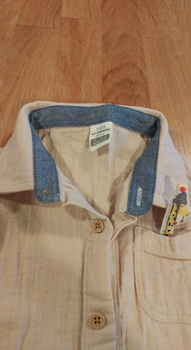 Bej Erkek Çocuk Keten Uzun Kollu Gömlek - Görsel 2