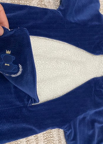 Koyu Mavi Erkek Bebek Örgü Tulumu - Görsel 3