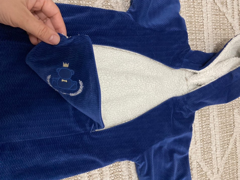 Koyu Mavi Erkek Bebek Örgü Tulumu - Görsel 3