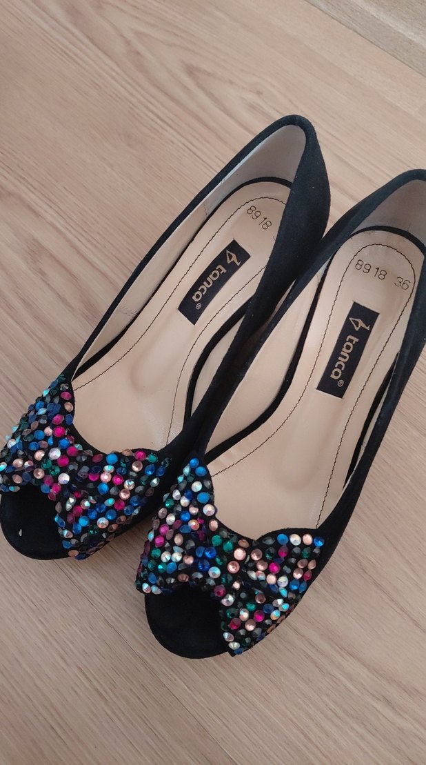 Çok Renkli Pullu Dolgu Topuklu Kadın Abiye Ayakkabı - Görsel 3