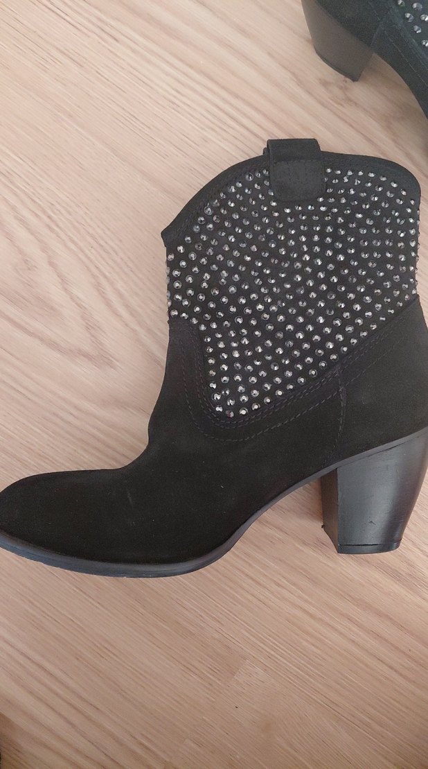 Siyah Süet Nakışlı Blok Topuklu Kadın Bot Tanca marka - Görsel 2