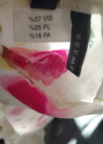 Pembe Çiçekli Uzun Keten Elbise - Görsel 3