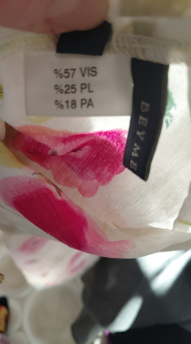 Pembe Çiçekli Uzun Keten Elbise - Görsel 3