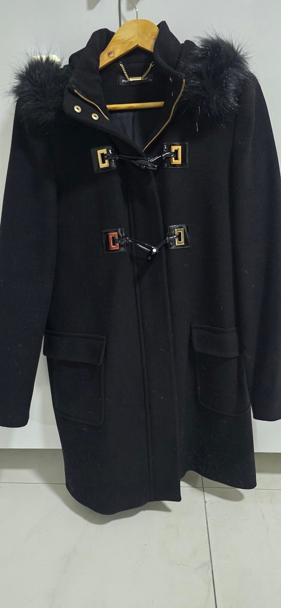 Siyah Kürklü Uzun Kadın Kaban - Görsel 2