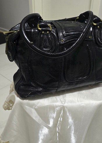 Siyah Deri Tokalı Kadın Çanta - Görsel 4