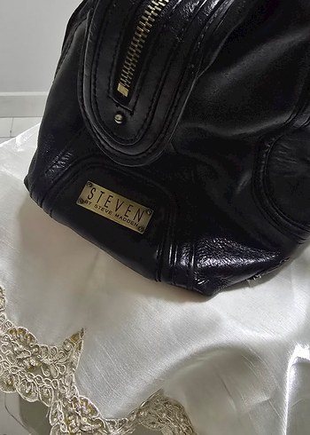 Siyah Deri Tokalı Kadın Çanta - Görsel 2