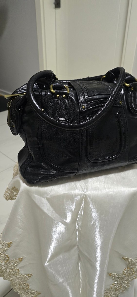 Siyah Deri Tokalı Kadın Çanta - Görsel 4