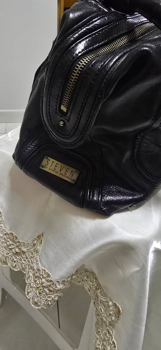 Siyah Deri Tokalı Kadın Çanta - Görsel 2