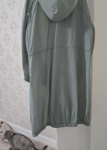 mimya marka acik yesil Uzun Boy Yağmurluk Kapüşonlu - Görsel 3