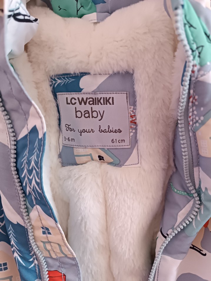 Kürklü Kapüşonlu Baskılı Bebek Tulumu - Görsel 5