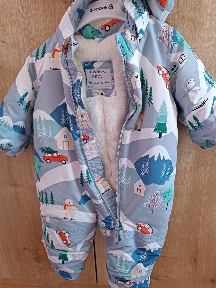 Kürklü Kapüşonlu Baskılı Bebek Tulumu - Görsel 4