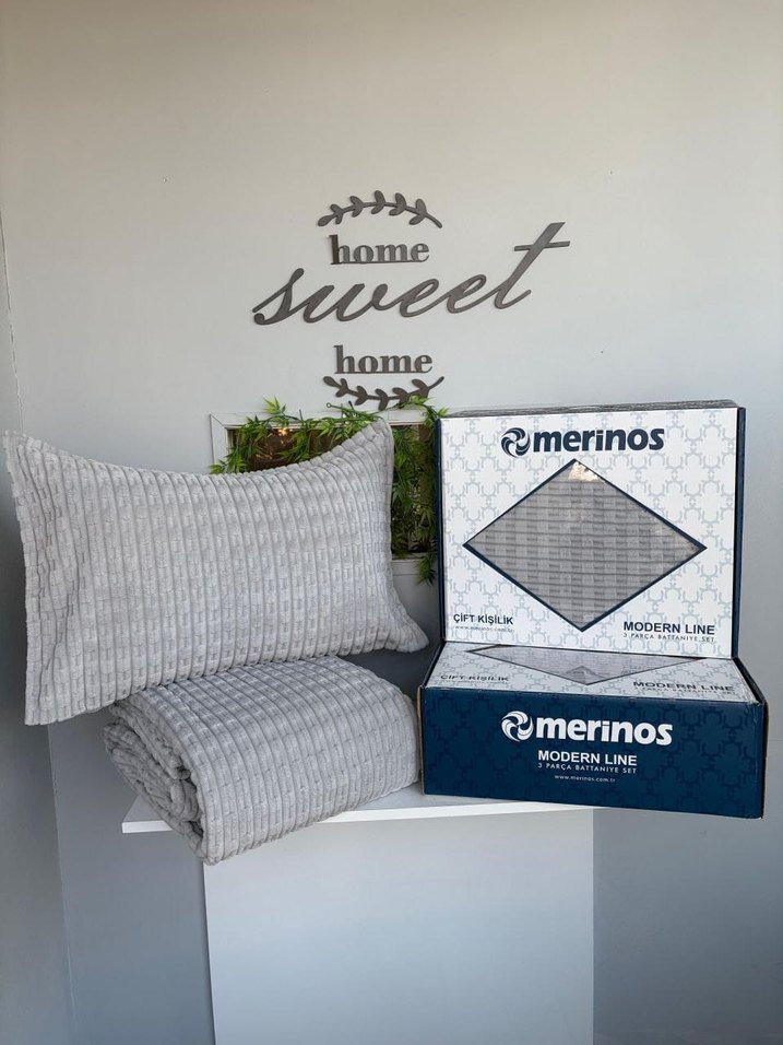 Merinos Modern Line Bej Desenli Yastık ve Kılıfı - Görsel 3