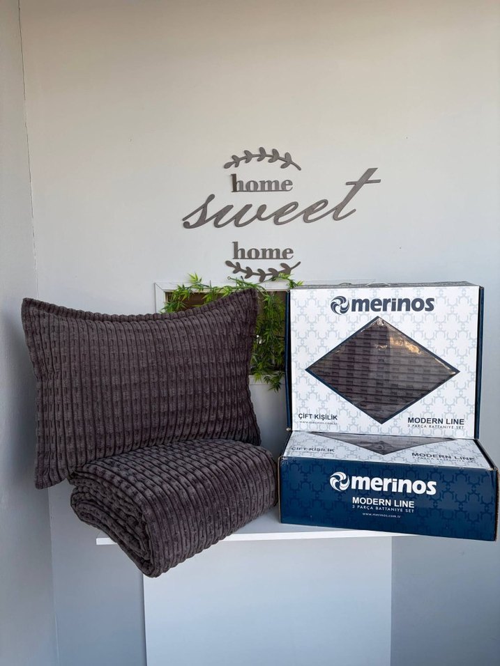 Merinos Modern Line Bej Desenli Yastık ve Kılıfı - Görsel 2