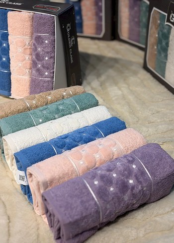 Nakışlı Mor Havlu - Görsel 3