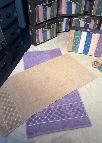 Nakışlı Mor Havlu - Görsel 4