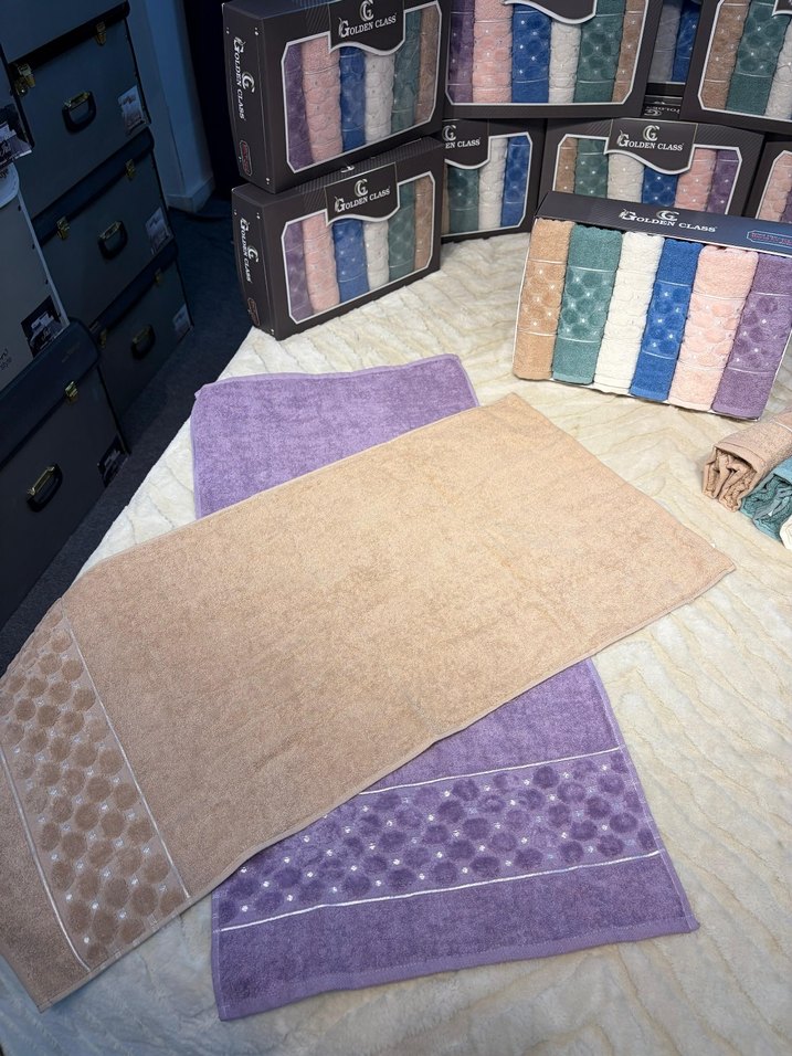 Nakışlı Mor Havlu - Görsel 4